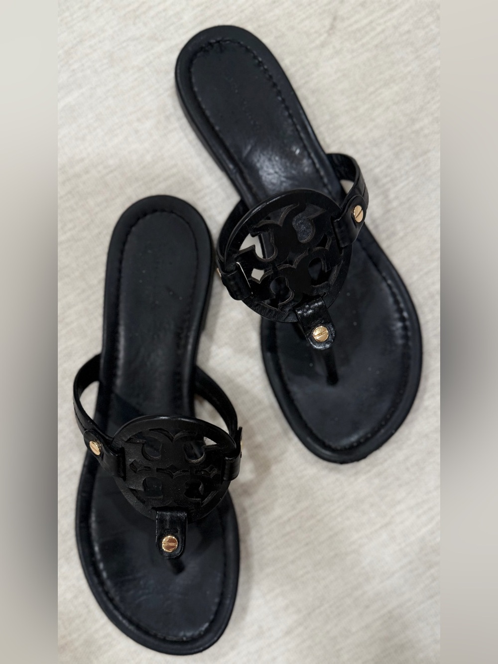 Tory Burch Miller Leather Black Sandals